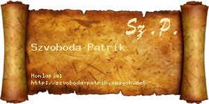 Szvoboda Patrik névjegykártya